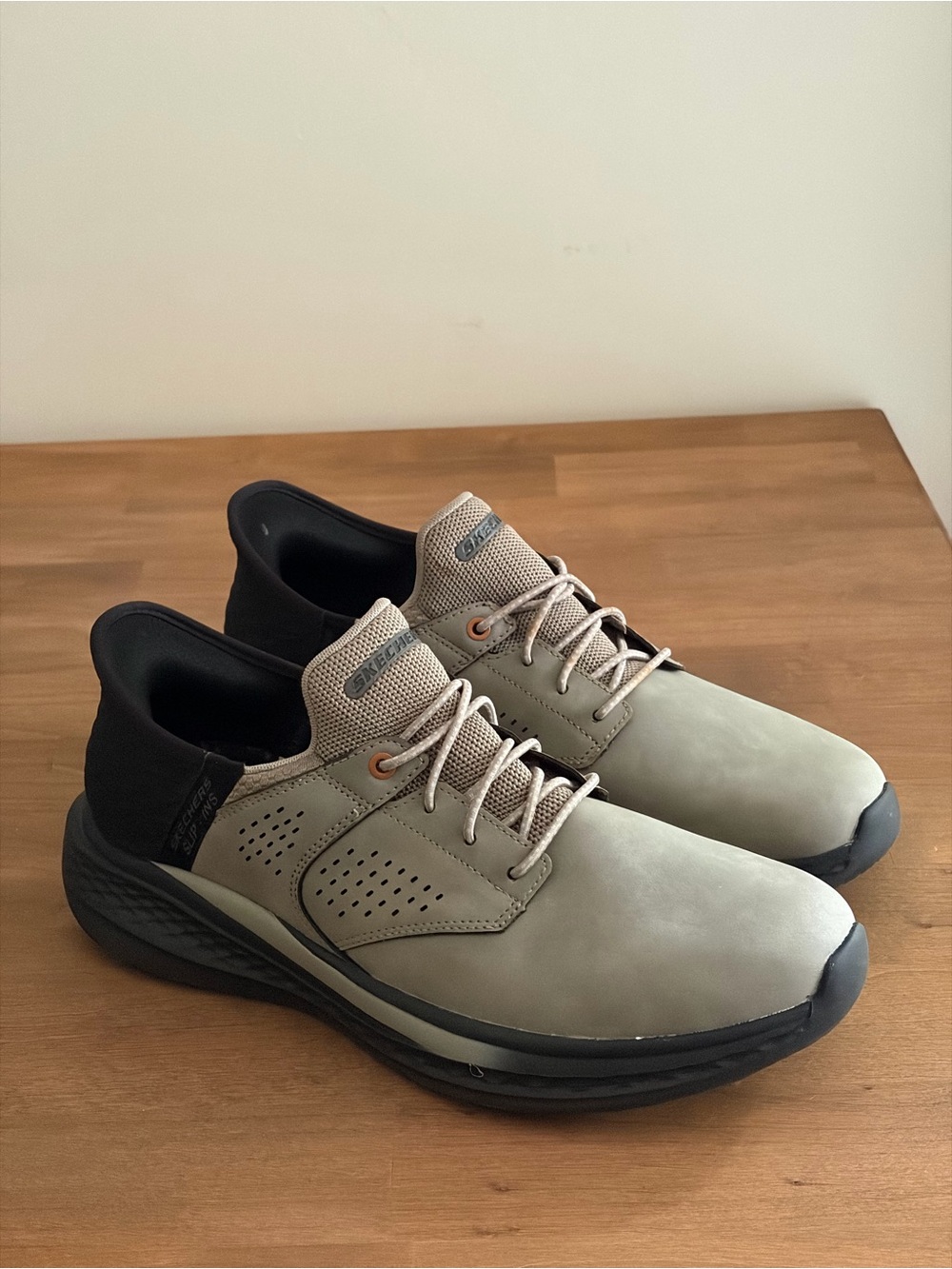 Skechers Slip-Ins Air-Cooled Memory Foam Charcoal Leather Shoes Mens 9